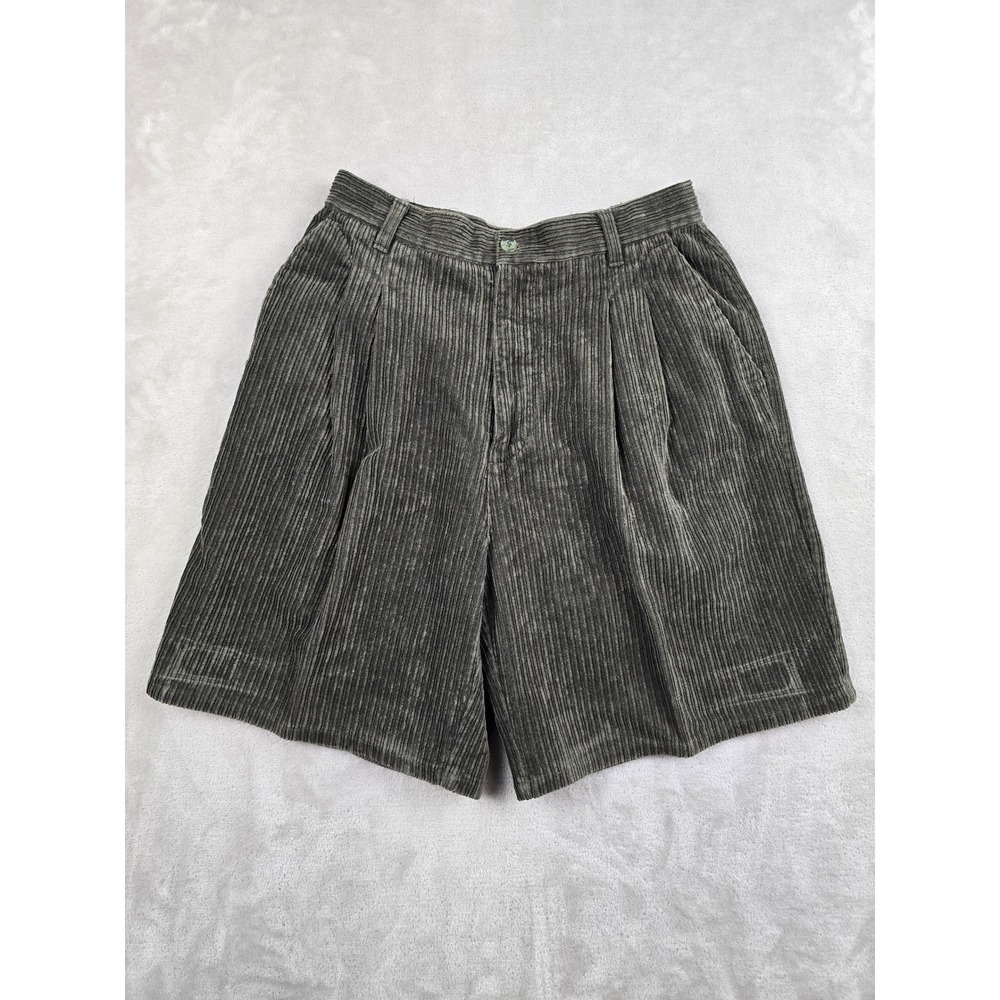 Vintage Northern Reflections Corduroy Shorts Womens Juniors 11/12 Green Pleated